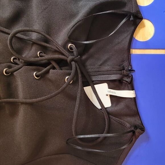 Sage Sophie and Trey Lace Up Tie Dress Black Size Small - Picture 9 of 13